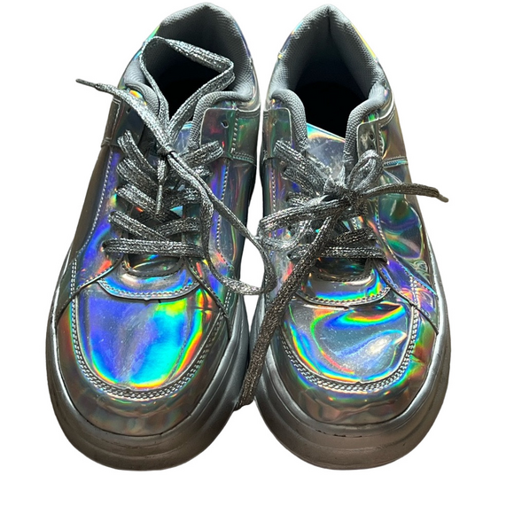 Holographic Silver Women’s Sneakers - Picture 2 of 6